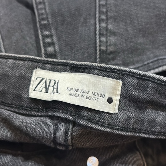 Zara The Skinny Distressed Hem Jeans in Pearl Black sz 6 - Picture 8 of 10